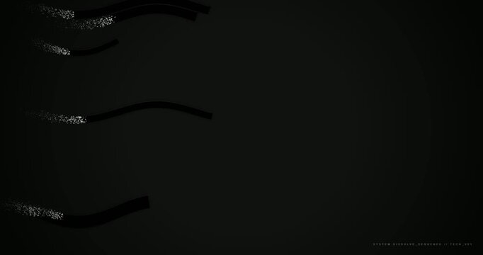 Abstract digital transition effect with glitch and noise particles on black background, technology themed motion graphics overlay.