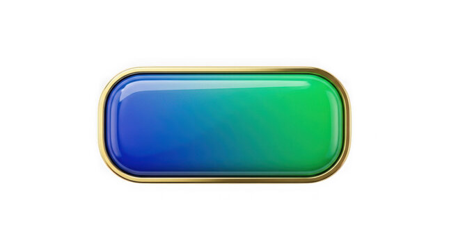 Blank blue and green metallic button with gradient interface navigation clickable internet as transparent object