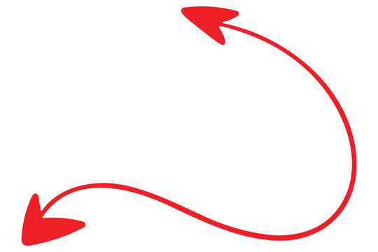 Long curved red double arrow indicating flow and return paths for complex navigation and design