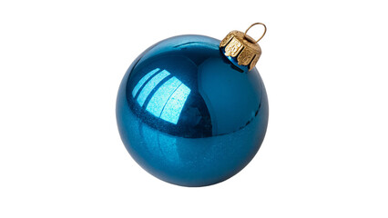 Shiny metallic blue Christmas tree ball bauble ornament isolated on transparent background © novoradova-png