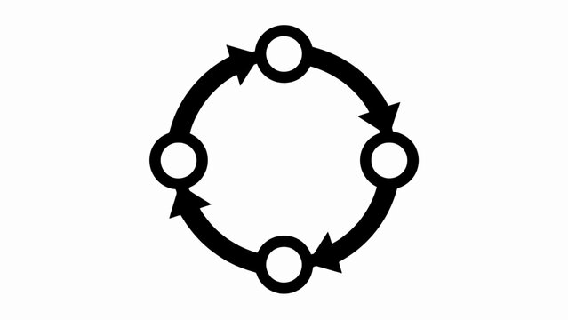 Circular process, workflow diagram, cycle arrows, vector icon, business process, workflow symbol