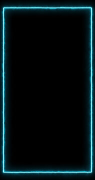 Blue Neon Vertical Frame Background, Futuristic Glowing Border Animation for Reels Shorts Stories, Digital Technology Display Template, Cyber Light Motion Graphics Loop in 4K
