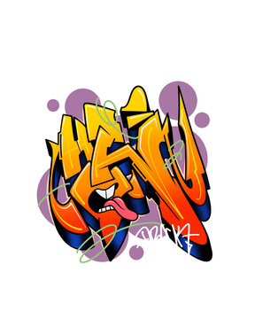 Graffiti letters alphabeth H street art mural wildstyle buble trow ups tagging style logo 