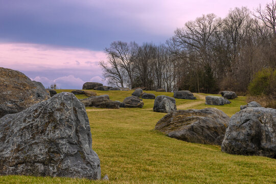 Small hillside park between medical buildings in Johnson City, Tennessee