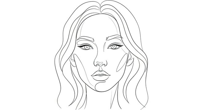 Minimalist line art portrait of a woman with elegant facial features