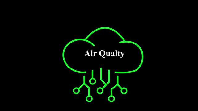 alr qualty Concept green Cloud with Circuitry Lines and Text on Black Background Data Storage Technology 4k video