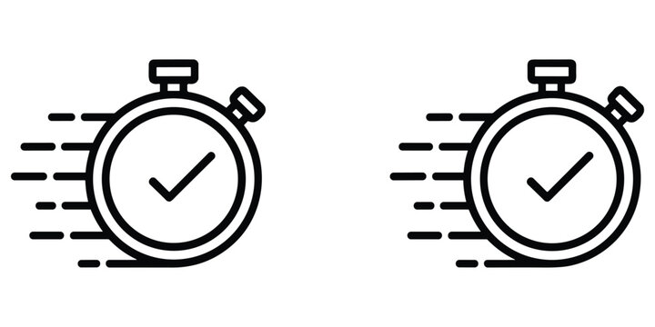 Two stopwatch icons with speed lines indicating fast time measurement