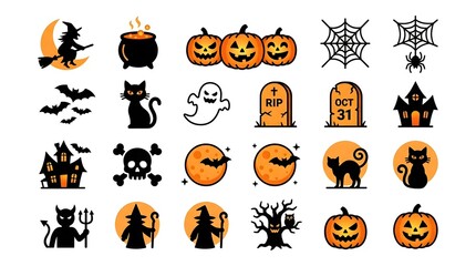 Fototapeta premium Halloween icon set spooky illustrations for seasonal designs and decorations