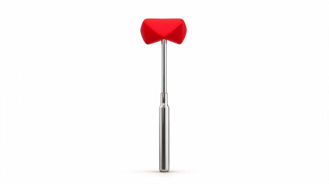 Medical reflex hammer with red rubber head isolated on white background