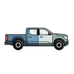 Obraz premium Modern pickup truck vector illustration - side view, clean lines on white