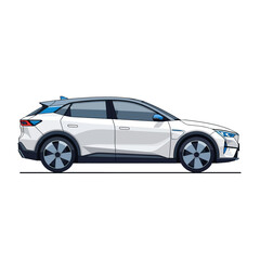 Obraz premium Modern electric SUV car, white, side view, clean design, on white background
