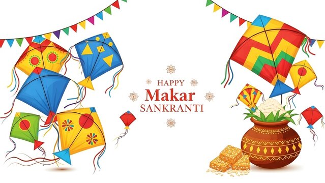 Colorful kites and sweets for Makar Sankranti celebration
