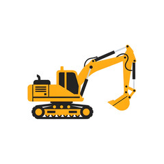 Fototapeta premium Yellow Excavator Cutout PNG - Heavy Construction Machine