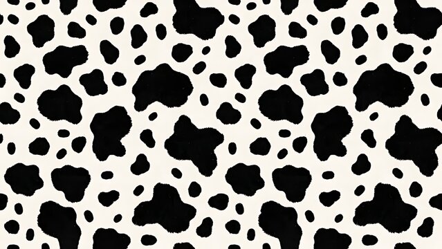 Seamless Cow Print Pattern Black and White Animal Skin Texture Background