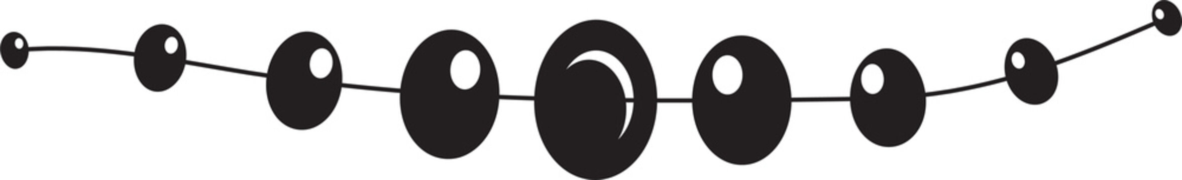 Graphic illustration of black beads on string