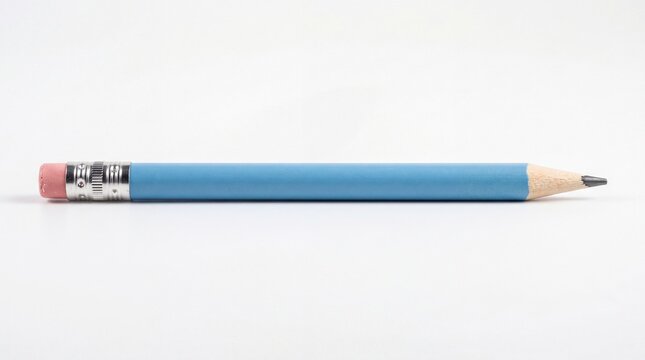 A single blue pencil with a pink eraser on the end