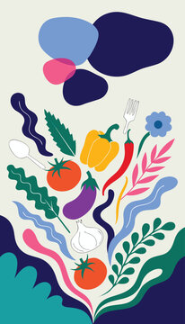 Healthy Fresh Vegetable Salad Portrait 9:16 Poster Stories Template