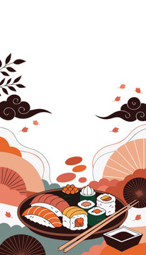 Japanese Sushi Culinary Portrait 9:16 Poster Stories Template