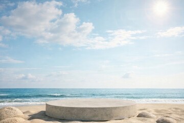 Fototapeta premium Serene beach platform scene.