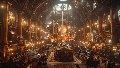 Fototapeta premium Grand Hall Interior - A Majestic Display of Architecture and Light.
