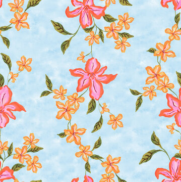 big floral connecting floral textured background beautiful seamless print pattern 