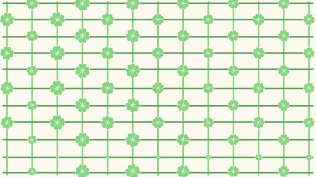 4k footage animation of clover leaf as a symbol of good luck, and love as symbol of relationship. with horizontal vertical line background. shamrock clover leaf for posters banners and greeting cards.