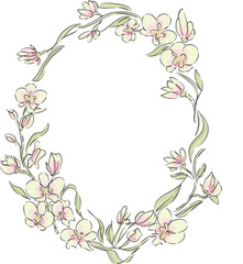 Fototapeta premium Watercolor illustration of Floral Wreath for elegant wedding invitations, stationery suites, bridal branding, monograms, logos, signage and botanical wedding design