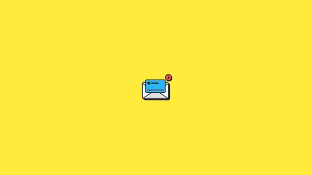 Email notification icon with unread message alert on yellow.
