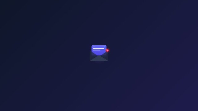 Digital email notification icon glowing with new message alert.