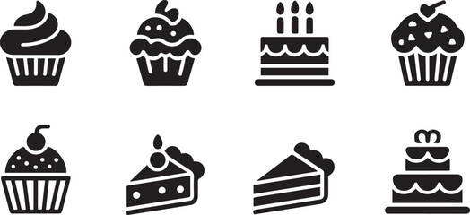 Fototapeta premium cupcake icon set cake icon for web cake illustration sign . Silhouette vector illustration