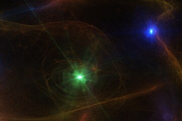 Deep space abstract background with glowing stars and cosmic nebula texture. © Predrag