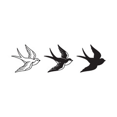 Fototapeta premium Set of swallow bird silhouettes in different styles
