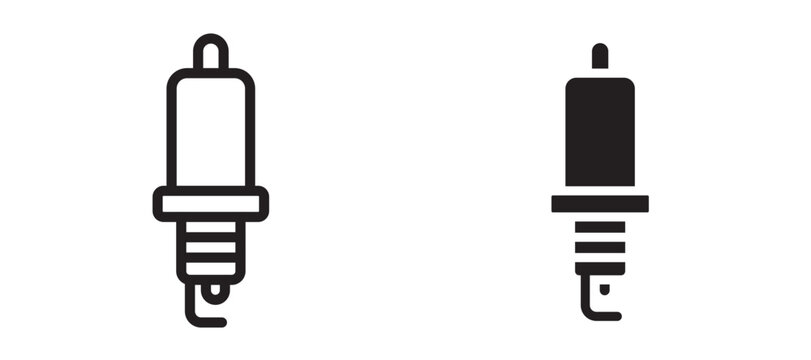Spark plug icon In Flat and stroke Style Vector For App, UI, Websites. Black Vector Illustration.