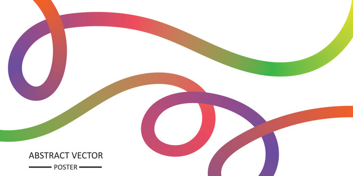 Abstract Colorful Curved Lines Background Vector Design. Vector Color Lines with Gradient. Geometric Shapes Graphic Design Element 