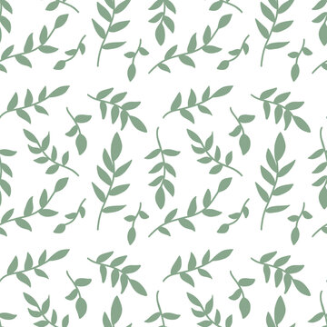 미니멀한 나뭇잎과 줄기 보태니컬 심리스 패턴 (Minimal leaves botanical seamless pattern)
