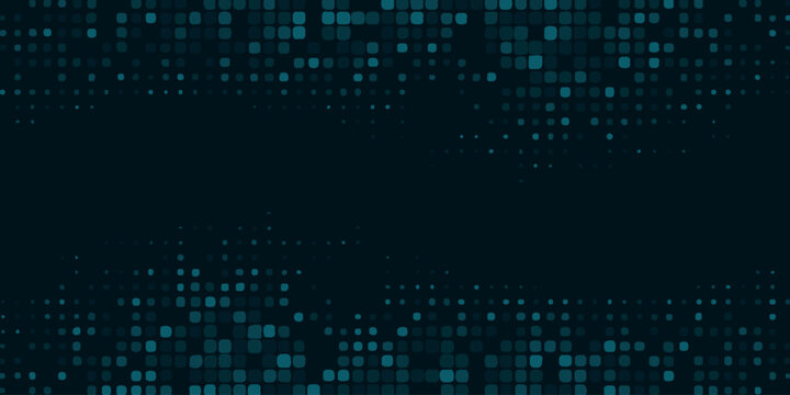 Abstract dark green background with glowing halftone dots. Decorative design with sparkling geometric shapes pattern. Vector illustration vol. 3
