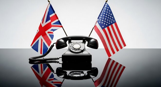 UK-US Rotary Telephone Diplomacy, Flags, International Relations, Trade Cooperation