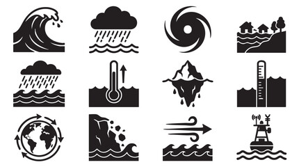 Climate change and weather icons set global warming symbols environmental illustrations © Muhammad