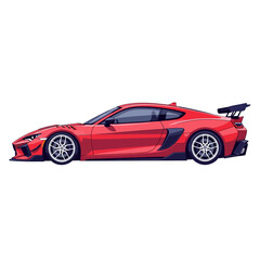 Naklejka premium Sleek Red Sports Car with Spoiler - Side View Illustration