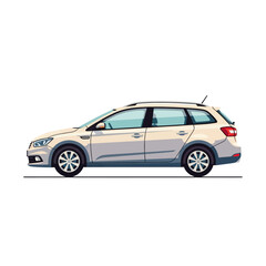 Obraz premium White Station Wagon Car Side View Illustration