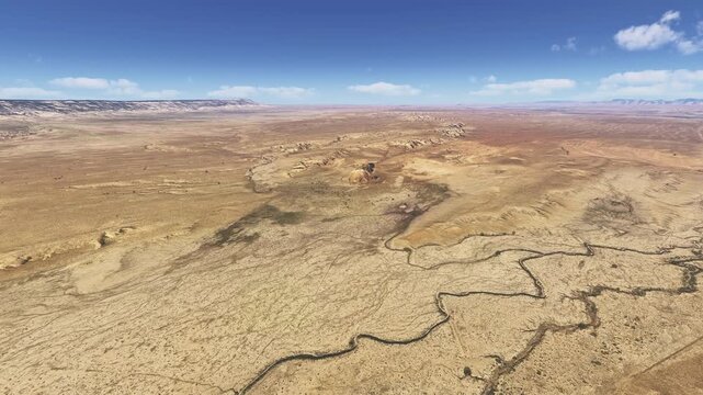 Aerial drone view of Chinle. T-Bone Butte. Arizona. United States