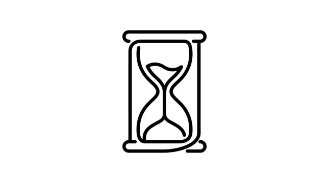 Simple Hourglass Icon - Time Passing Concept, Black Outline on White Background