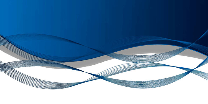Vector illustration of a blue film strip and reel with a curve wave line pattern design for a business brochure or banner backdrop layout template