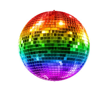Rainbow Disco Ball Isolated On White Background