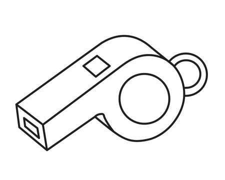 Football whistle icon.  Referee Whistle line art isolate in white Background.  