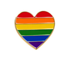 Fototapeta premium Rainbow Heart Pin Isolated On White Background