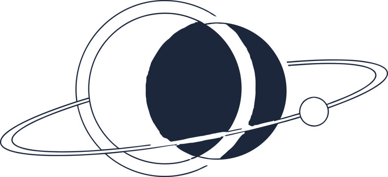 Minimalist Saturn Planet with Rings and Moon Icon