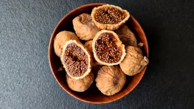 Dried whole fig as an ingredient for sweet desserts. Dried figs as a food background for your design