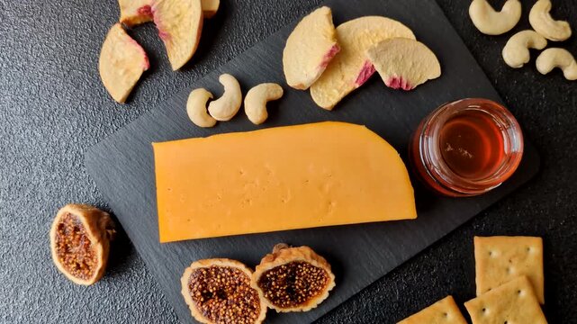 Hard yellow cheddar cheese for sandwiches or pasta. Cheddar cheese as a food background for your design