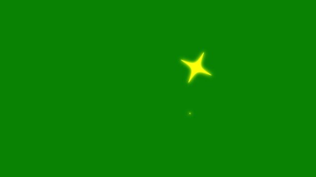 Glitter sparkle stars effect green screen background, looping animation, Golden twinkle star animation on transparent 4K flat doodle vector starry night sky effect.